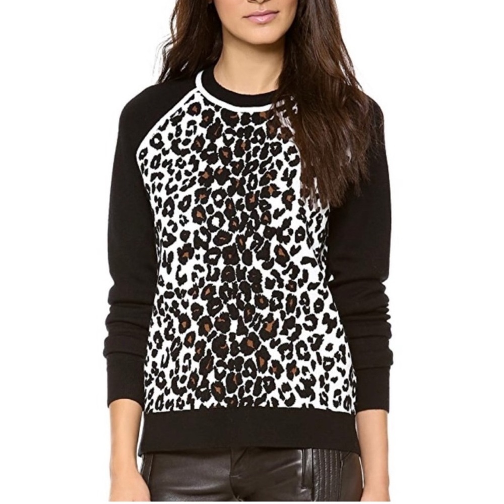 A.L.C. Black and White Leopard Print Sweater